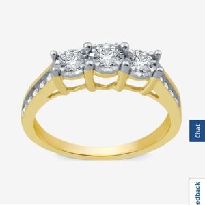 3 stone 1/2 ct tw Diamond 10K Gold band ring